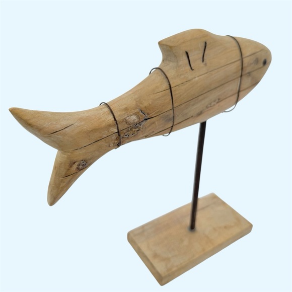 Threshold Natural Light Brown Wood Fish Table Accent - Picture 5 of 10